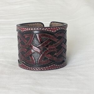 Leather Cuff Bracelet with Celtic Design
